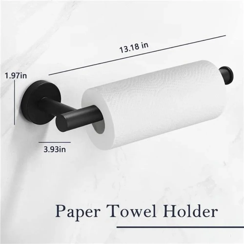 9-Piece Matte Black Bathroom Hardware Accessories Set, Bath Towel Bar Set